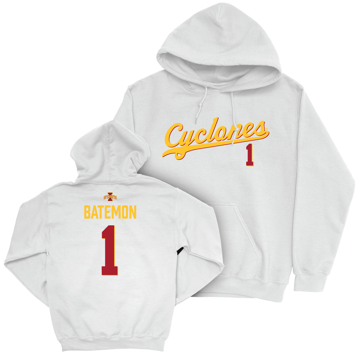 Iowa State Men's Basketball White Script Hoodie  - Jamarion Batemon