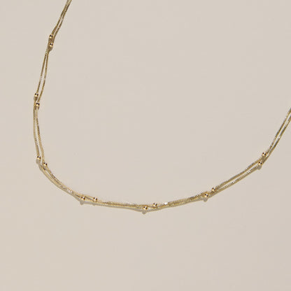 Gold Waterproof Double Layer Saturn Chain Necklace