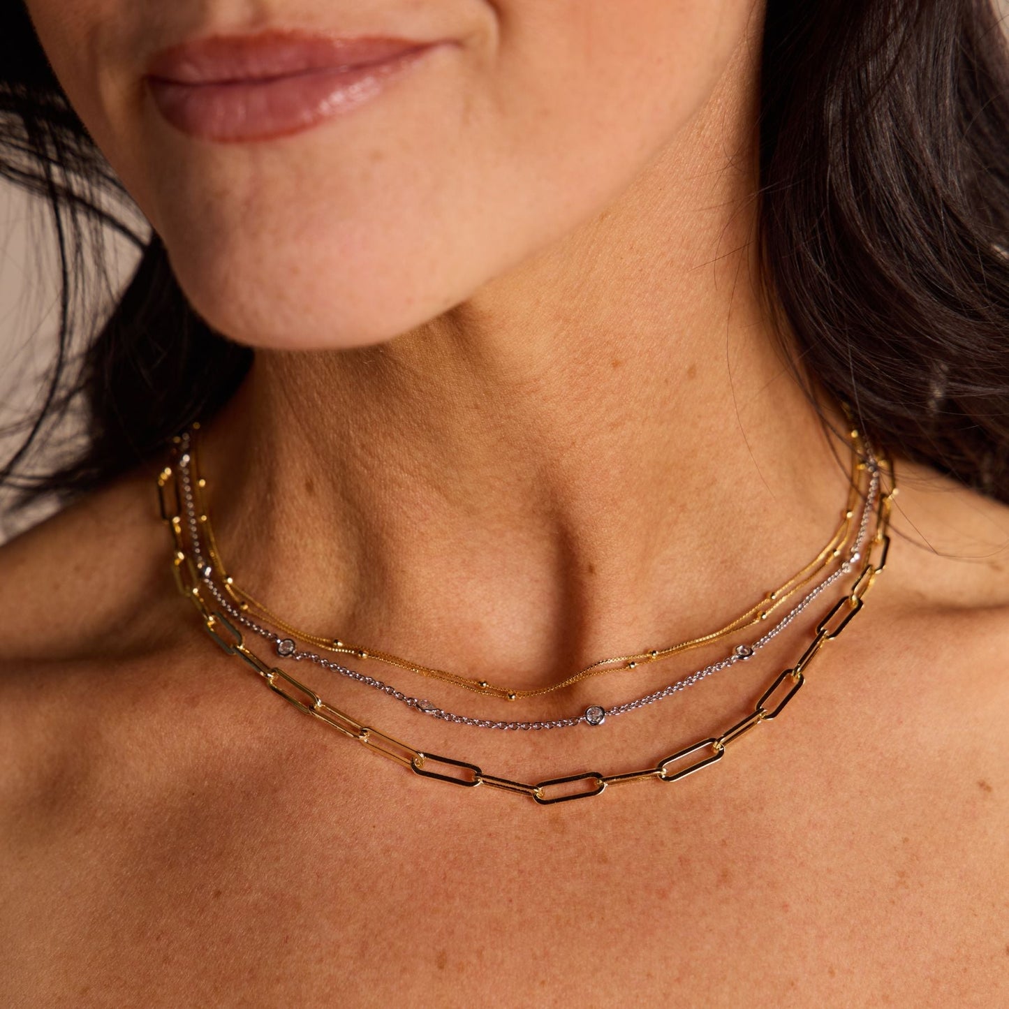 Gold Waterproof Double Layer Saturn Chain Necklace