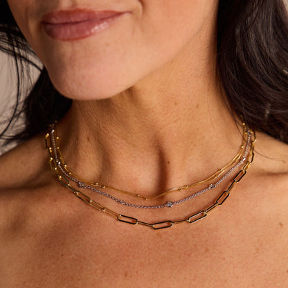 Gold Waterproof Double Layer Saturn Chain Necklace