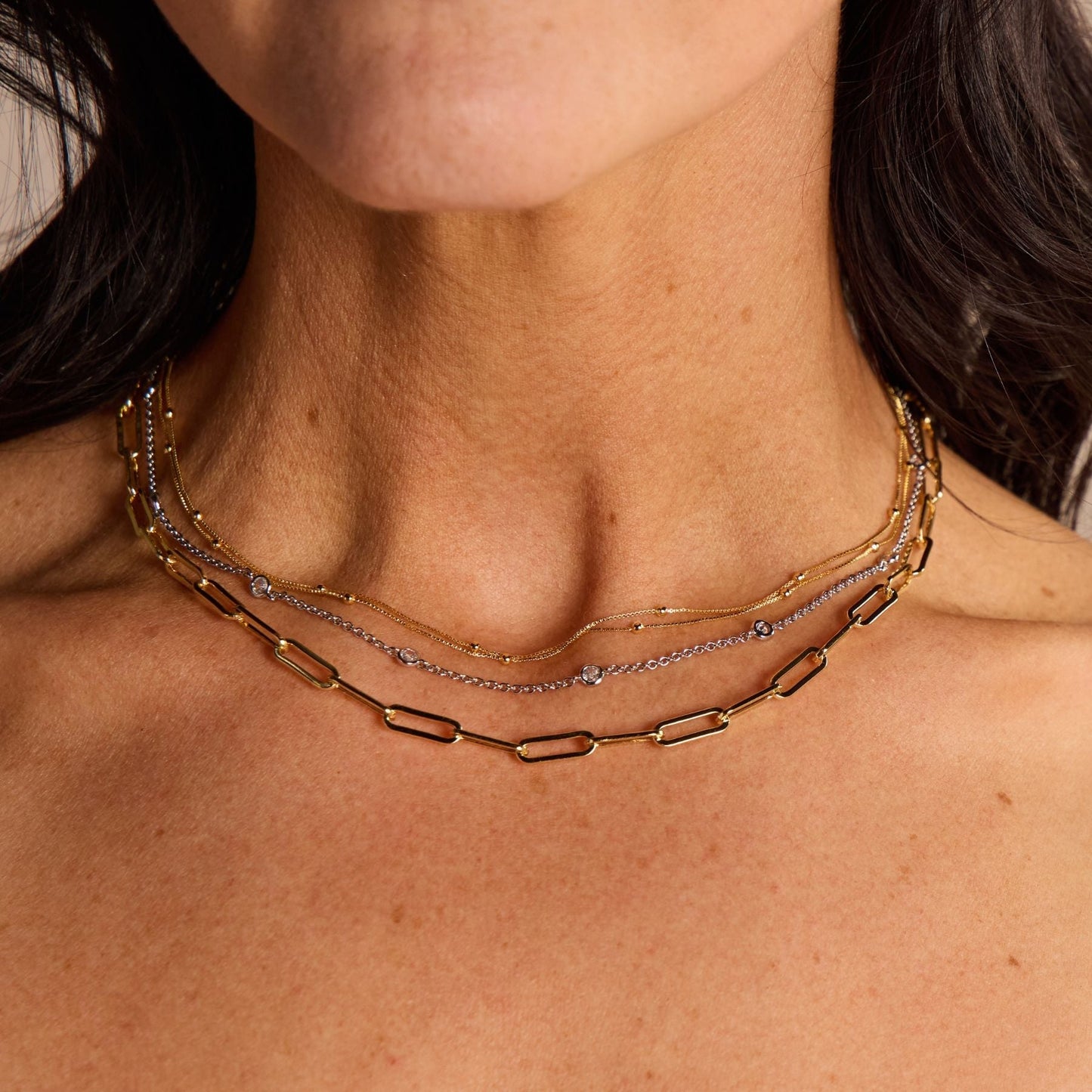 Gold Waterproof Double Layer Saturn Chain Necklace