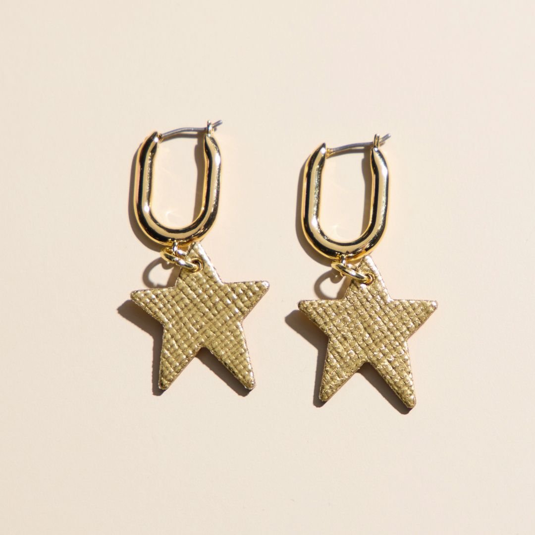 Gold Leaf Tate Star Huggie Earrings