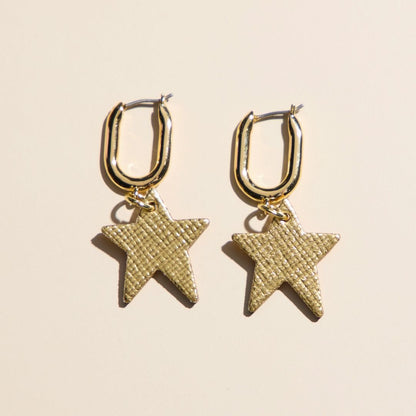 Gold Leaf Tate Star Huggie Earrings
