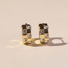 Gold Pavé Checkered Huggies