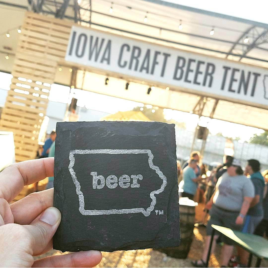 Iowa Craft Beer Tent Slate Coaster