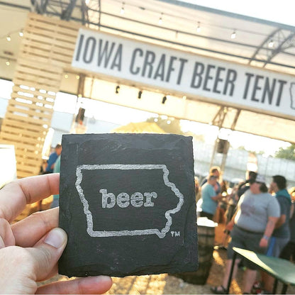 Iowa Craft Beer Tent Slate Coaster