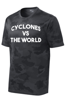 Cyclones vs the World - Camo Performance Tee — Iron Grey — Front