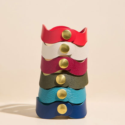 Crimson Squiggle Leather Cuff Bracelet