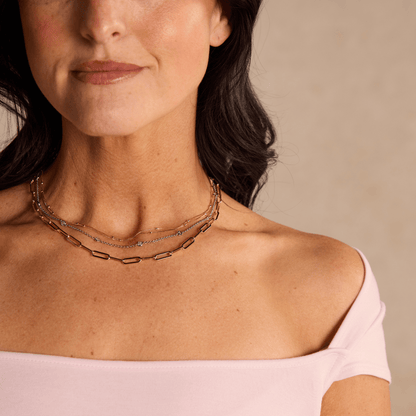Gold Waterproof Double Layer Saturn Chain Necklace