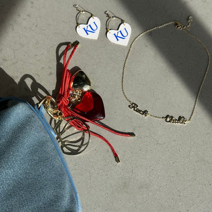 Red Heart & Cord Bag Charm