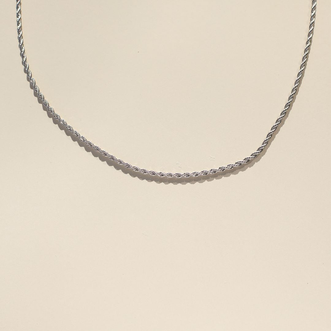 Silver Waterproof Rope Chain Necklace