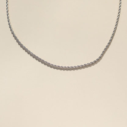Silver Waterproof Rope Chain Necklace