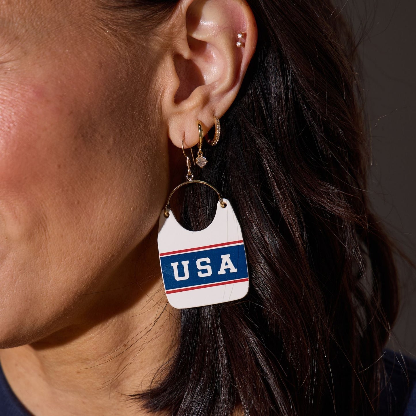 Team USA Charlie Leather Statement Earrings