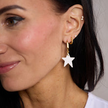 White Tate Star Huggie Earrings