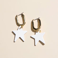 White Tate Star Huggie Earrings