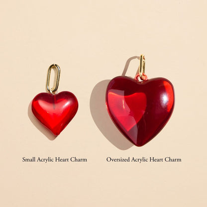 Red Small Acrylic Heart Charm